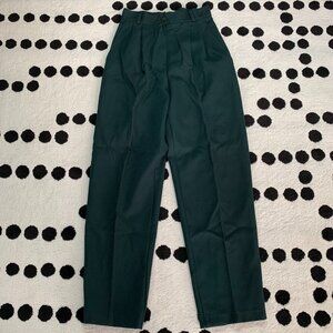 Vintage 80s 90s Savannah Pleated Trouser Pants Size 7/8 Emerald Green Corpcore